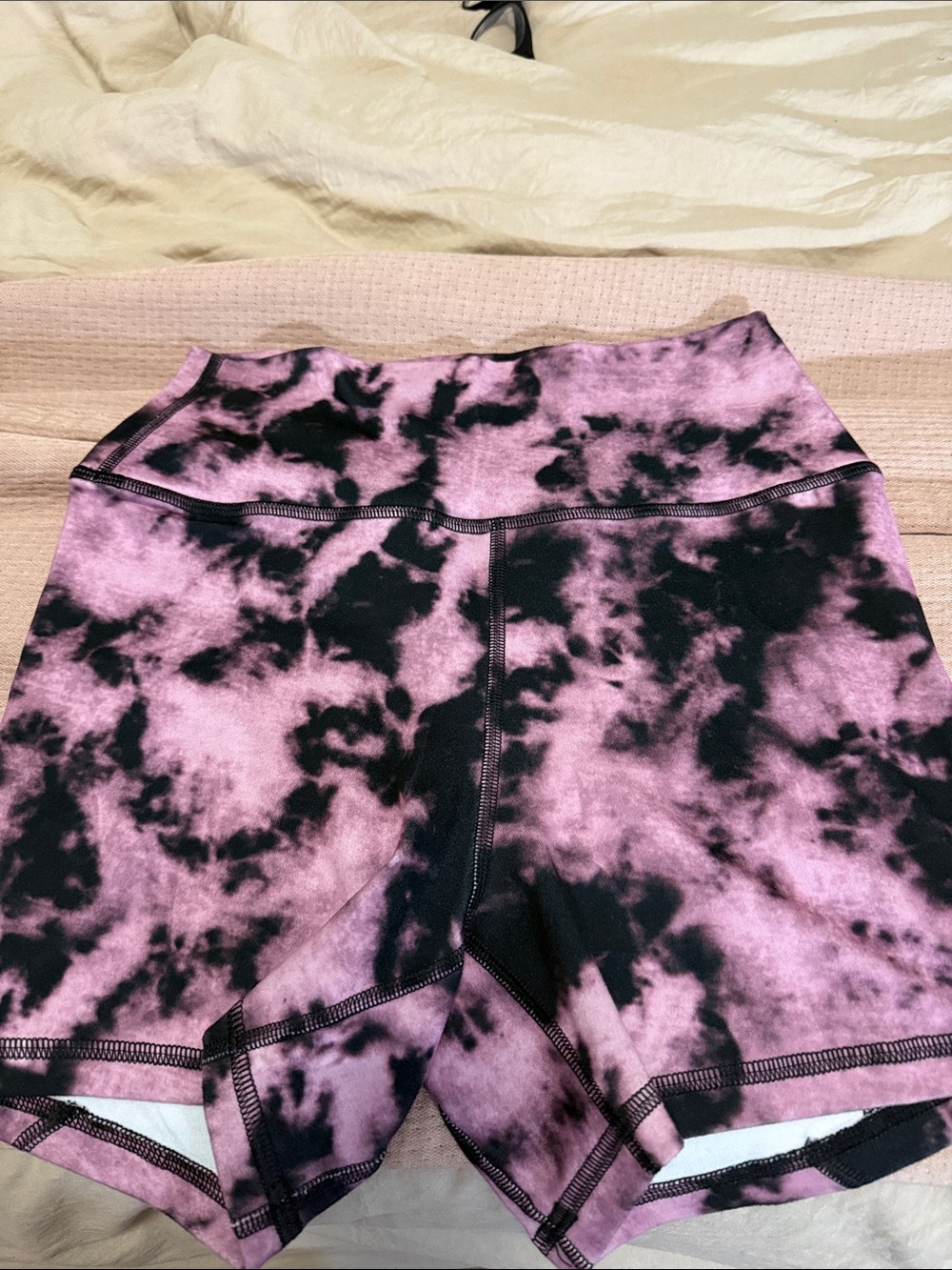 Fleo Pink and Black Tie-Dye Athletic Shorts